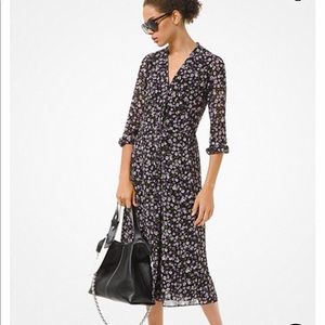 Michael Kors Orchid Floral Georgette Shirtdress
